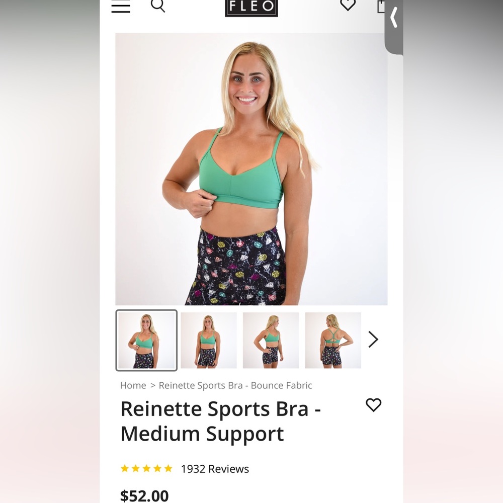 Golf Green Fleo sports bra size small